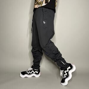 Vintage Y2K Baleaf Joggers Mens L Dark Grey Polyester Sweatpants Reflective Logo